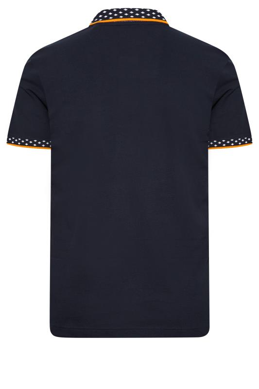 BadRhino Big & Tall Navy Blue Dobby Collar Polo Shirt | BadRhino 4