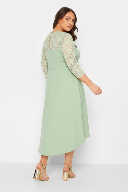 YOURS LONDON Curve Plus Size Sage Green Lace Sweetheart Midi Dress | Yours Clothing  3