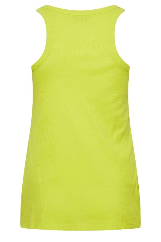 YOURS Curve Plus Size Lime Green Ribbed Racer Vest | Yours Clothing  7