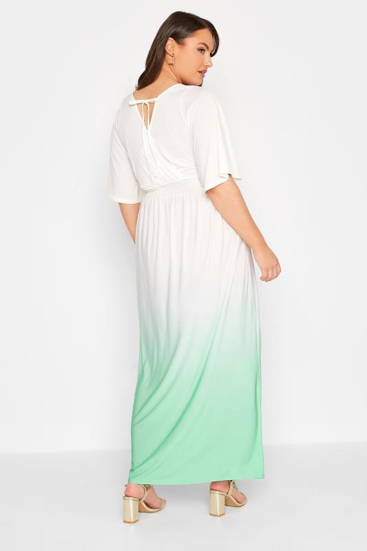 YOURS LONDON Curve White & Green Ombre Shirred Waist Maxi Dress 3