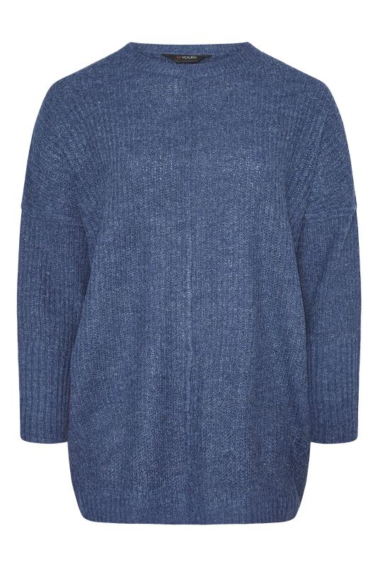 Plus Size Curve Blue Oversized Knitted Jumper | Yours Clothing 6