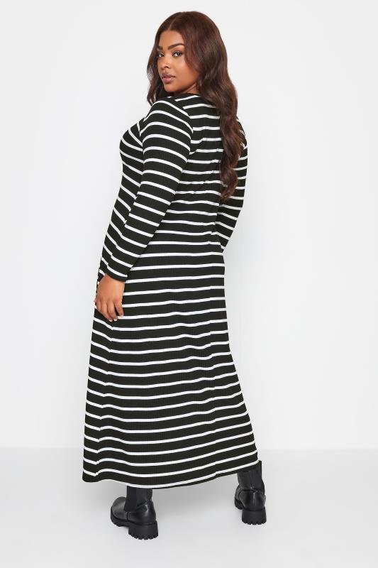 YOURS Plus Size Black Stripe Long Sleeve Maxi Dress | Yours Clothing 3