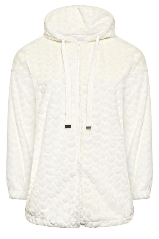 YOURS LUXURY Plus Size Ivory White Heart Faux Fur Jacket  | Yours Clothing 7