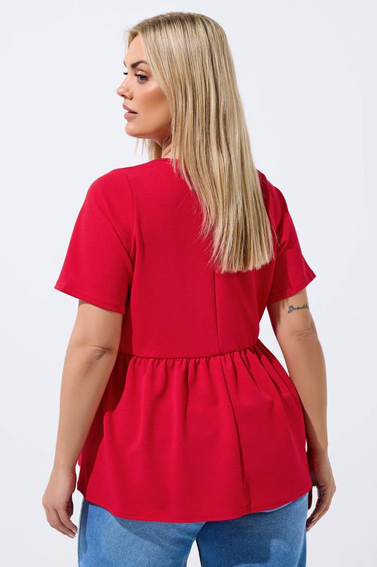 LIMITED COLLECTION Plus Size Red Peplum Top | Yours Clothing 2