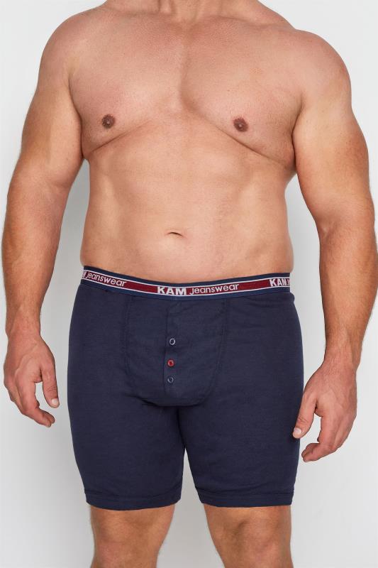 Plus Size Make-Up KAM 3 PACK Navy Blue & Grey Assorted Boxers