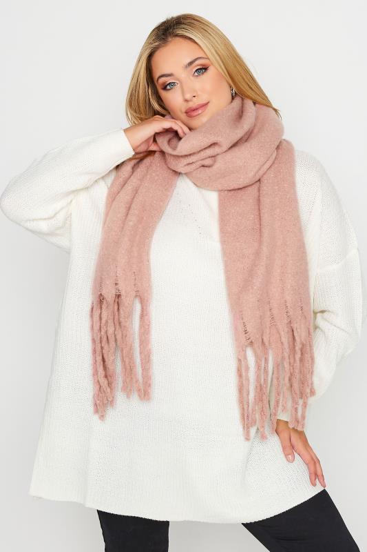Plus Size  Yours Blush Pink Super Soft Chunky Tassel Scarf