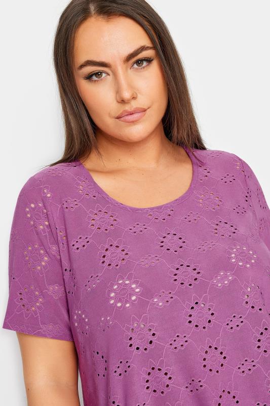 2 PACK Black & Purple Broderie Anglaise Swing T-Shirts | Yours Clothing 6