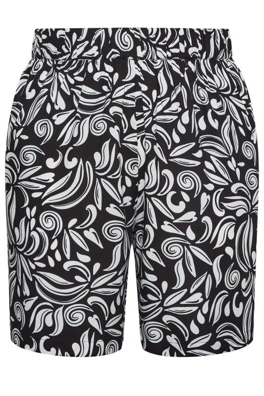 YOURS Curve Plus Size Black Monochrome Swirl Shorts | Yours Clothing  5