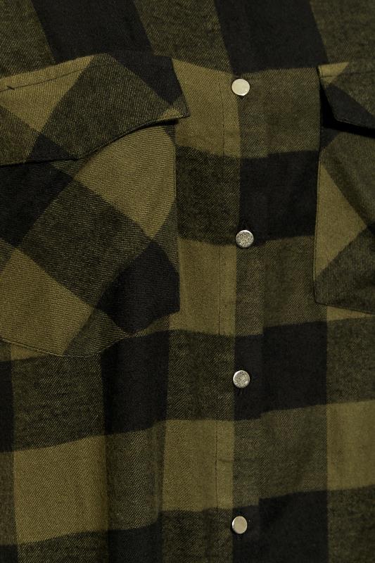 Plus Size Khaki Green Check Maxi Shirt | Yours Clothing 7