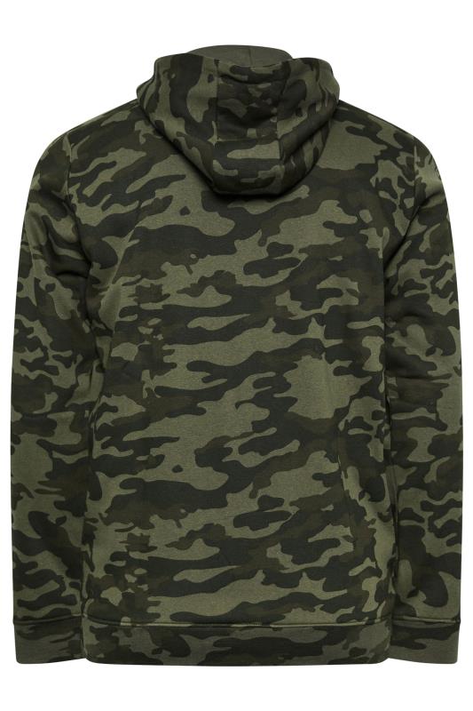 BadRhino Big & Tall Dark Green Camo Print Zip Through Hoodie | BadRhino 7