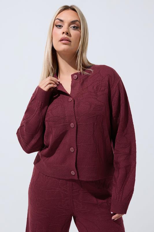 LIMITED COLLECTION Plus Size Red Rose Jacquard Cardigan 1