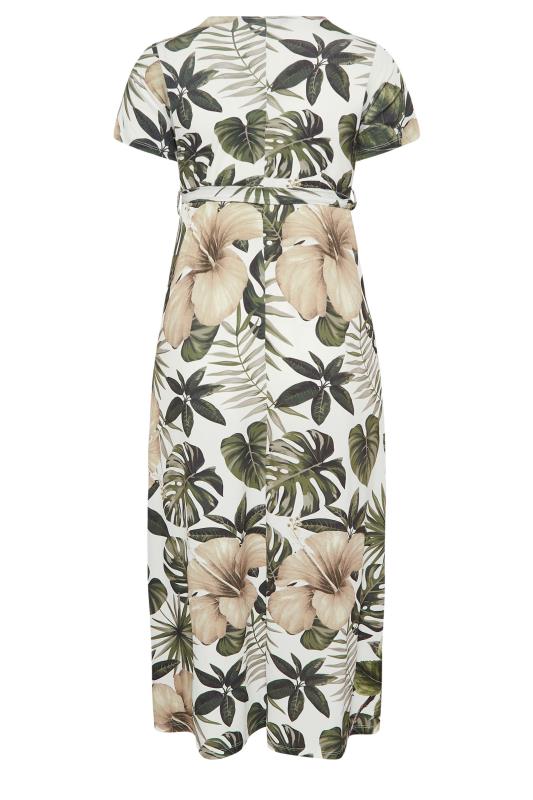 YOURS Curve Plus Size White Tropical Leaf Print Wrap Dress | Yours Clothing  7
