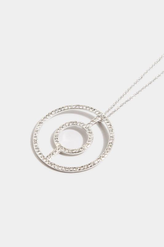 Silver Tone Diamante Circle Long Necklace | Yours Clothing  3