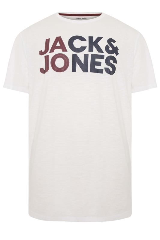 JACK & JONES Big & Tall White Marl Logo Crew Neck T-Shirt 1