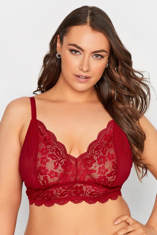 Plus Size Red Lace Fishnet Bra | Yours Clothing 1
