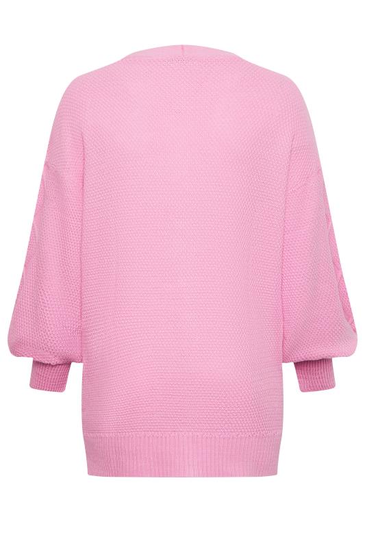 YOURS Plus Size Pink Knitted Buton Through Cardigan | Yours Clothing 7