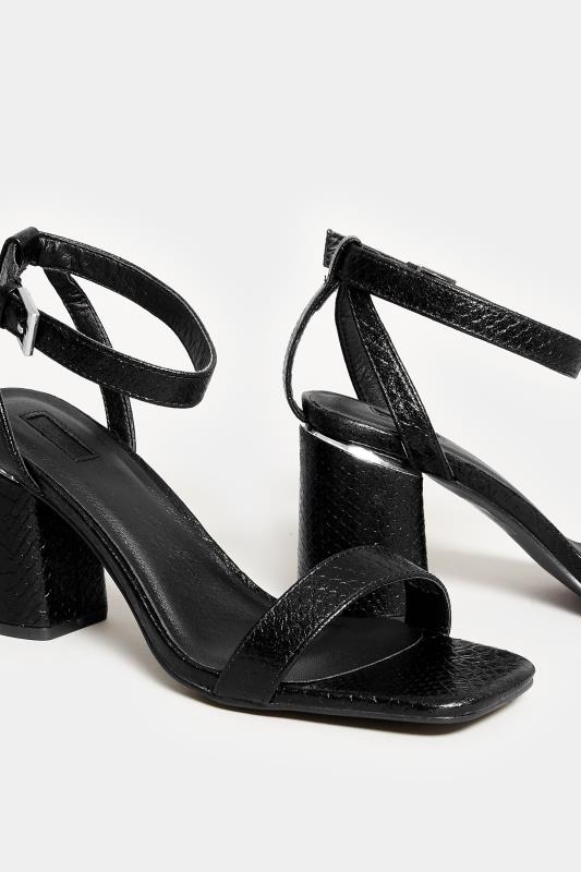 LIMITED COLLECTION Black Snake Print 2 Part Block Heel Sandals In Wide E Fit & Extra Wide EEE Fit 4