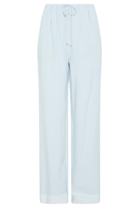 LTS Tall Blue Linen Blend Wide Leg Trousers 4