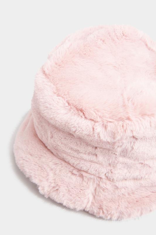 Plus Size Pink Faux Fur Bucket Hat | Yours Clothing 4