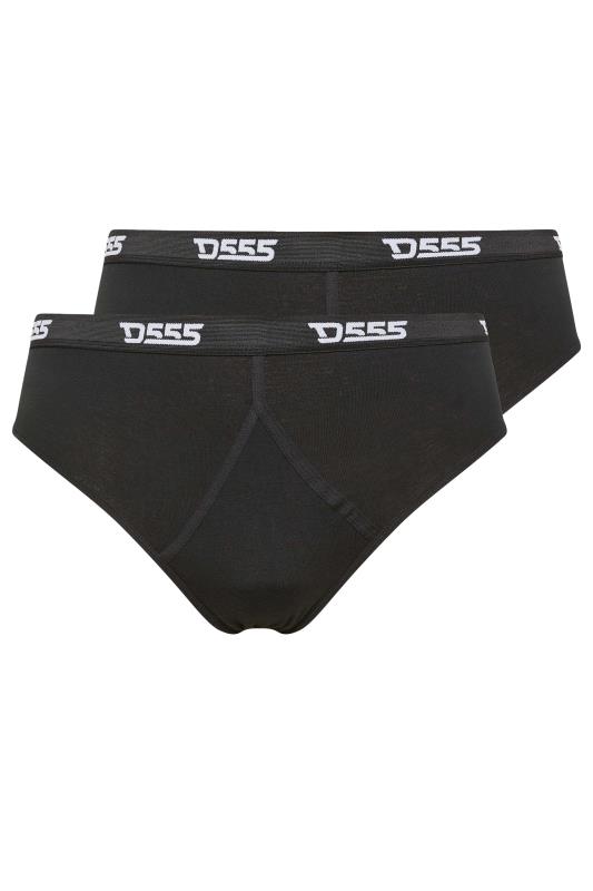 D555 2 PACK Big & Tall Black Branded Front Cotton Briefs | BadRhino 4