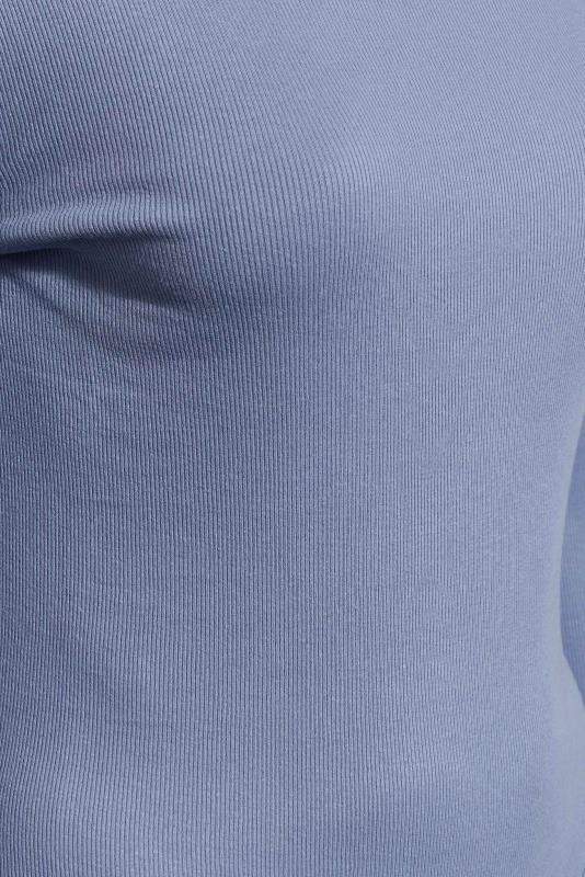 Plus Size Blue Long Sleeve Ribbed Bodysuit | Yours Clothing  5