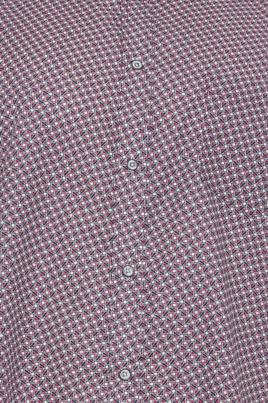 KAM Big & Tall Burgundy Red Geometric Print Short Sleeve Shirt | BadRhino 2