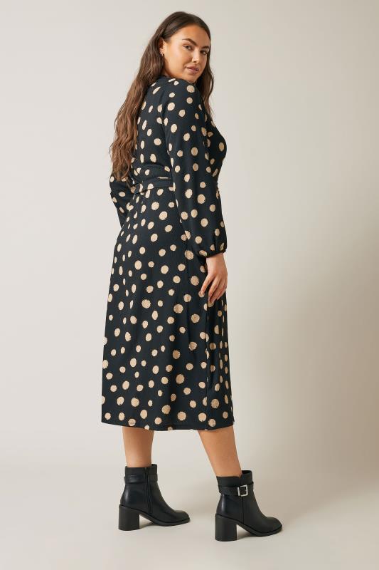 EVANS Plus Size Black Spot Print Split Front Dress | Evans 4