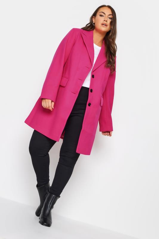 YOURS Plus Size Pink Midi Formal Coat | Yours Clothing 2