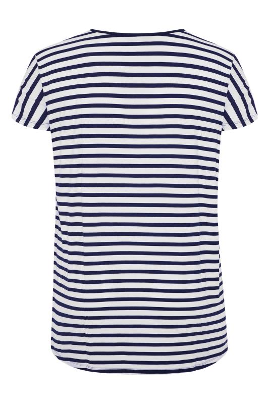 White and Navy Grown on Stripe Sleeve T-Shirt_BK.jpg