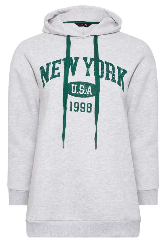Plus Size Grey 'New York 1998' Slogan Hoodie | Yours Clothing 6