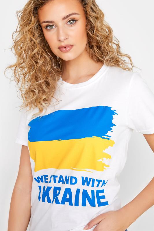 Ukraine Crisis 100% Donation White 'We Stand With Ukraine' T-Shirt | Yours Clothing 5