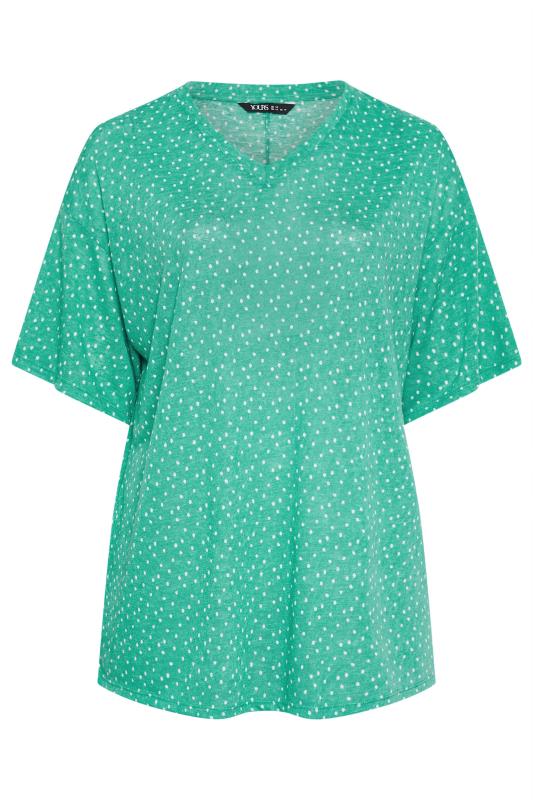 YOURS Curve Green Dot Print Oversized Top | Yours Clothing 5