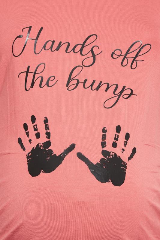 BUMP IT UP MATERNITY Plus Size Pink 'Hands Off The Bump' Slogan T-shirt | Yours Clothing 5