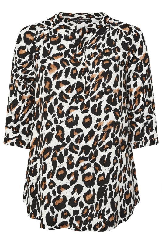 YOURS Plus Size White Leopard Print Blouse | Yours Clothing 5