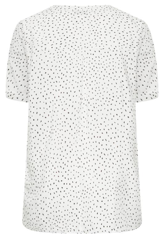 YOURS Plus Size White Spot Print Half Placket Shirt| Yours Clothing  7