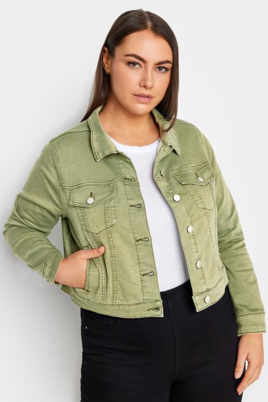 Plus Size  Evans Khaki Green Denim Jacket