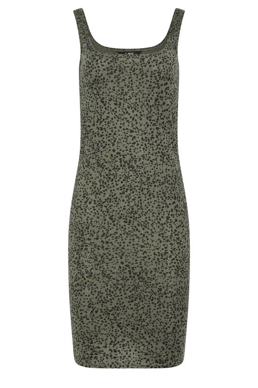 LTS Tall Khaki Green Spot Print Sleeveless Jersey Mini Dress | Long Tall Sally 6
