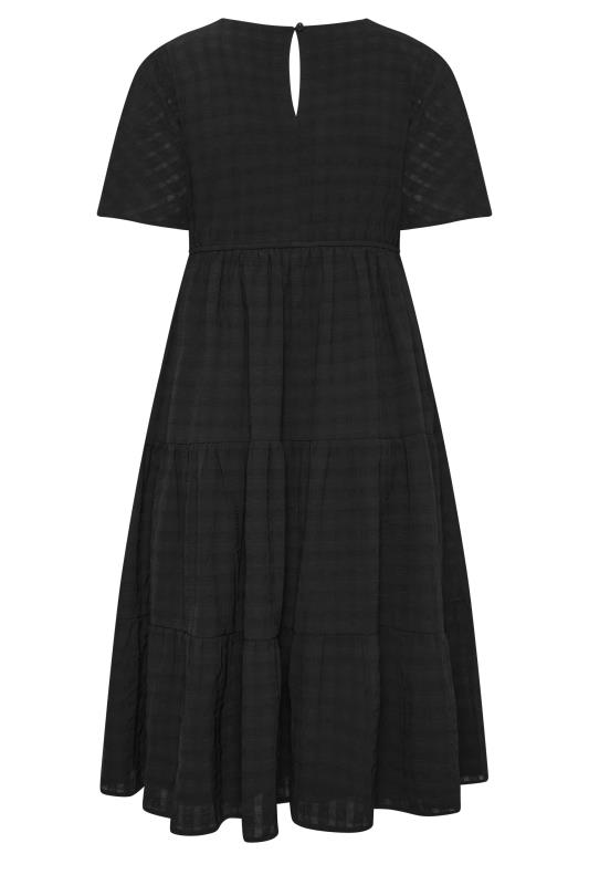 LIMITED COLLECTION Plus Size Black Textured Tiered Smock Dress | Yours Clothing 8