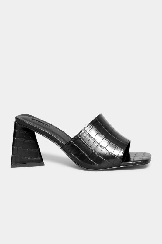 LIMITED COLLECTION Black Triangular Heeled Croc Mules In Wide E Fit & Extra Wide EEE Fit 2