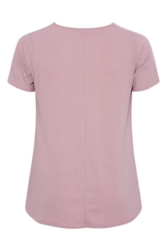 LIMITED COLLECTION Curve Mauve Pink Ribbed Swing Top_BK.jpg