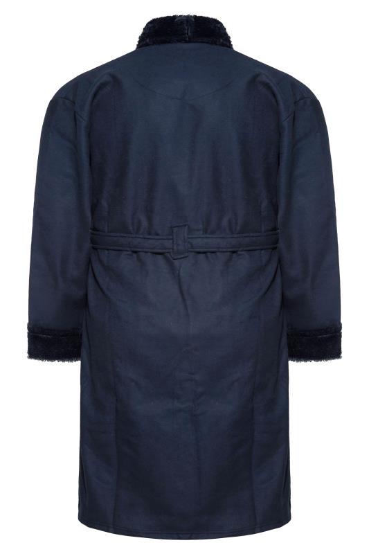 KAM Big & Tall Blue Sherpa Lined Dressing Gown 4