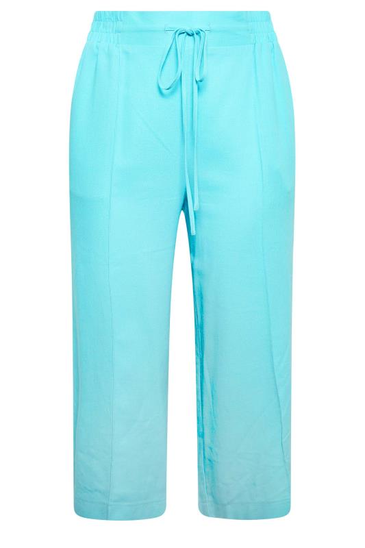 YOURS Plus Size Aqua Blue Linen Culottes | Yours Clothing 5