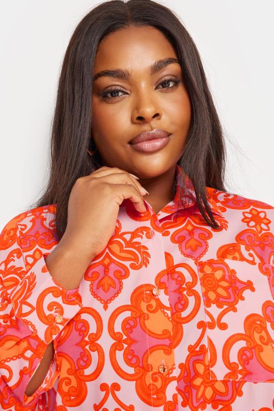 YOURS Plus Size Orange Abstract Print Shirt | Yours Clothing 4