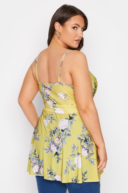 YOURS LONDON Curve Yellow Floral Cami Wrap Top 3