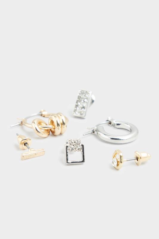 6 PACK Silver & Gold Tone Assorted Stud & Hoop Earrings | Yours Clothing 4