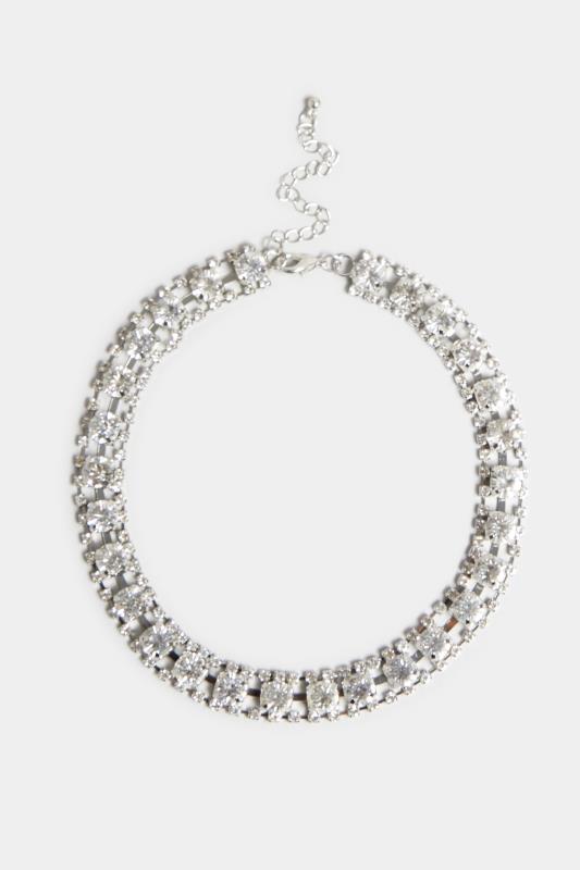 Silver Diamante Choker Necklace | Yours Clothing 2