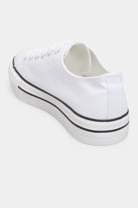 White Canvas Platform Trainers In Wide Fit | Yours Clothing 4