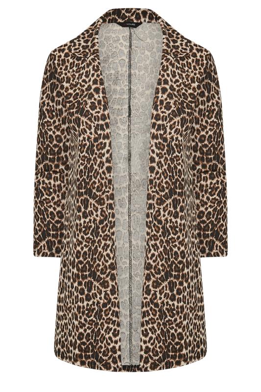 Plus Size Brown Leopard Print Longline Blazer | Yours Clothing 6