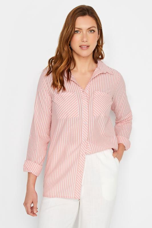 LTS Tall Women's Pink Cotton Stripe Shirt | Long Tall Sally 1