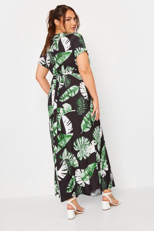 YOURS Curve Black Floral Print Wrap Front Midaxi Dress 3